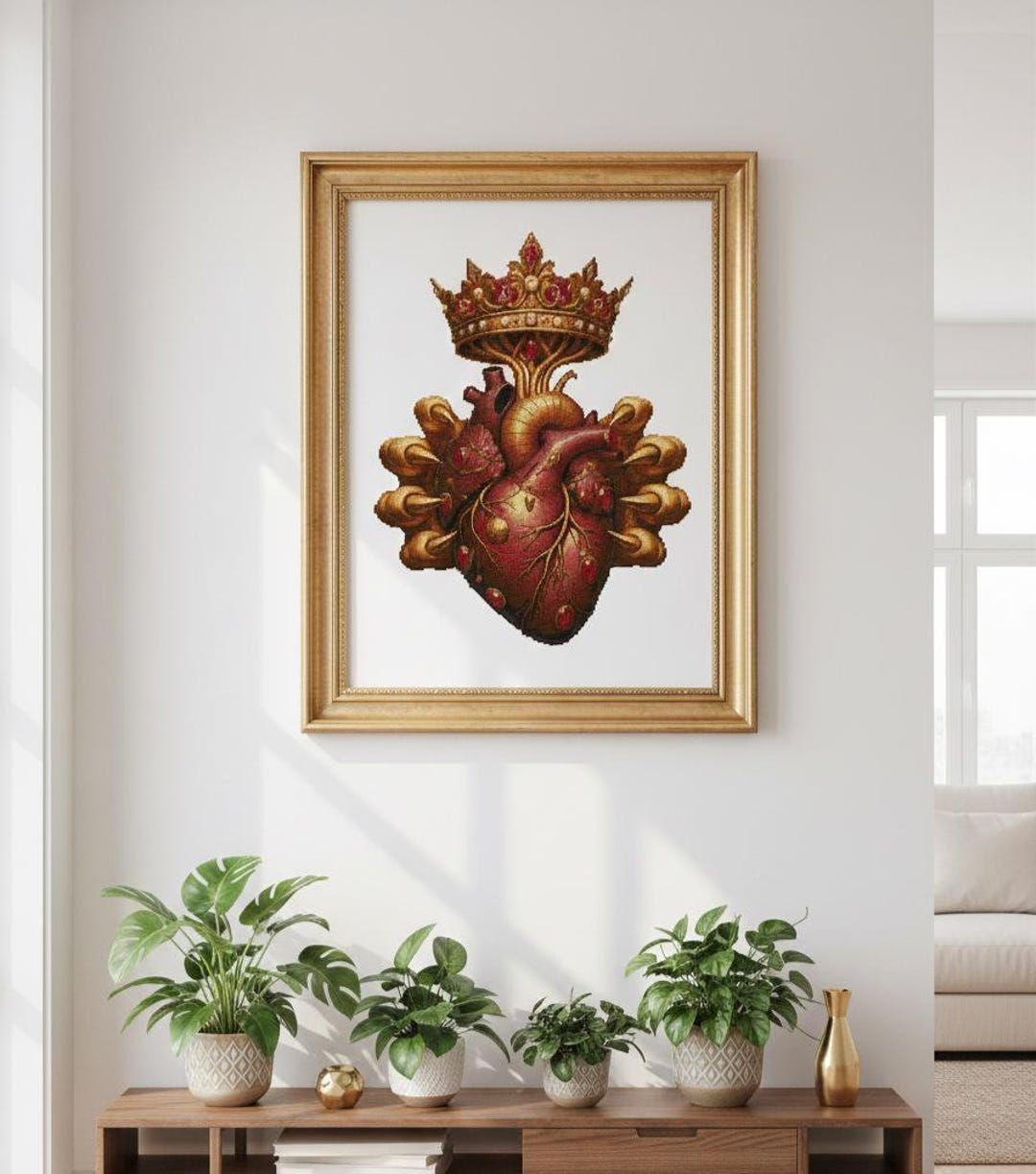 Lion Heart Cross Stitch Pattern | King of Jungle, Leo Zodiac