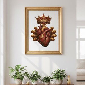 Lion Heart Cross Stitch Pattern | King of Jungle, Leo Zodiac (Digital Download)