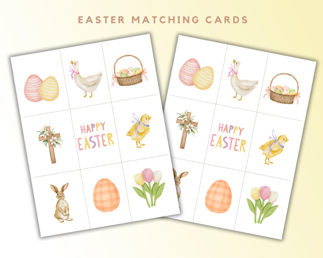 Easter Matching Cards Watercolor Memory Game - Etsy