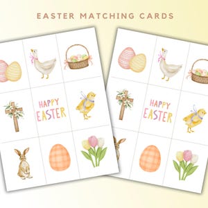 Cartes de Pâques assorties, jeu de mémoire aquarelle