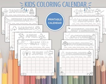 Printable Coloring Calendar - for kids, teachers, parents and homeschooling familes