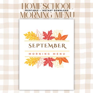 Menú matutino de septiembre para preescolar y jardín de infantes / Educación en el hogar