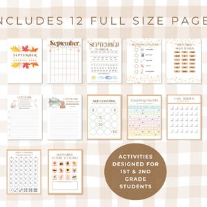 1st & 2nd grade homeschool morning menu / September learning pages