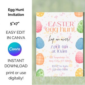 Editable Easter Egg Hunt Invitation Template - Etsy