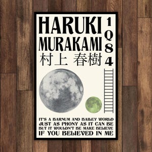 Haruki Murakami 1Q84 Poster | 1Q84 Retro Poster | Haruki Murakami Wall Art