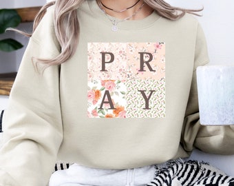 PRAY png | Blumengebet png | Christliche png | Boho Gebete png | Blumen Patchwork png | Lob png | Jesus png | Niedliche christliche png