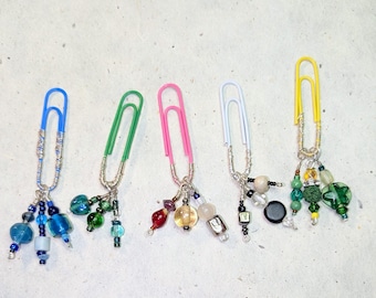 Set of 3 Beaded Book & Journal Clips, Handmade Paperclip Bookmarks, Planner Accessories, Gift for Readers