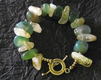 Green Agate and Citrine Bracelet