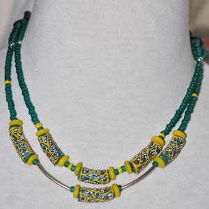 Double-stranded recycled glass and sterling necklace afbeelding 2