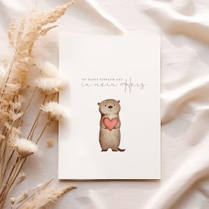 Postkarte A6 Aquarell Wertschätzung Otter Du passt einfach gut in mein Herz