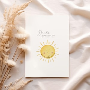Postkarte Aquarell Danke Sonne