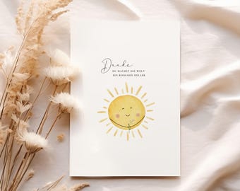 Postcard Watercolor Thank You Sun Educator Teacher