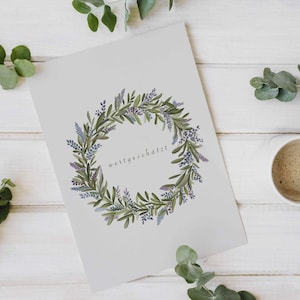 Postkarte A6 floral Wertgeschätzt Freundschaft Blumen