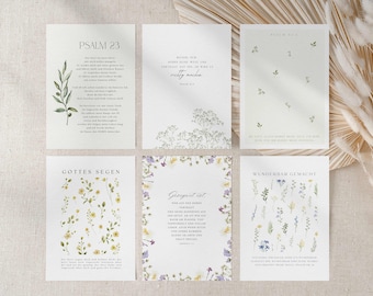 Postcard Set Christian Bible Verse Watercolor Flowers Floral Psalm 23 6 Pieces