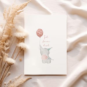 Postkarte Aquarell Wertschätzung Ich Feier Dich Elefant Freundschaft Geburtstag