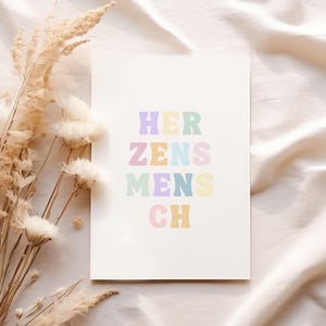 Postkarte Herzensmensch Pastell Farben Freundschaft Karte A6