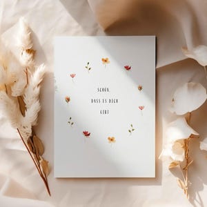 Postkarte A6 Aquarell Blumen Floral Strukturpapier Schön, dass es dich gibt Wertschätzung Freundschaft Geburtstag