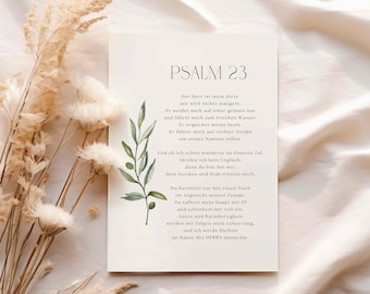 Postkarte Psalm 23 Der Herr ist mein Hirte A6 Zweige Floral Bibelvers