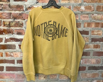 Vintage 50s Notre Dame University Crewneck Sweatshirt Raglan gusseted sleeves