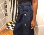 Vintage 80s Deep Indigo Denim Western Wear Skirt