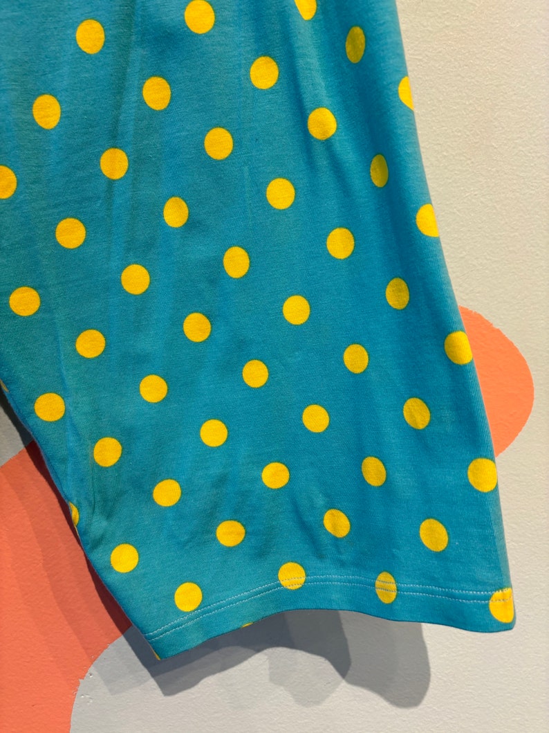 Vintage Benetton 80s Teal and Yellow Polka Dot Two Piece Shorts and T shirt Set 1980s Summer Outfit image 6