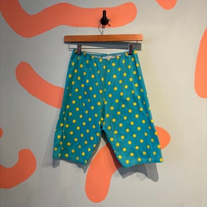 Vintage Benetton 80s Teal and Yellow Polka Dot Two Piece Shorts and T shirt Set 1980s Summer Outfit image 8