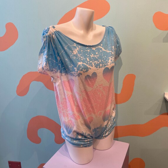 Vintage 80s It's Hot Pink and Blue Splatter Paint