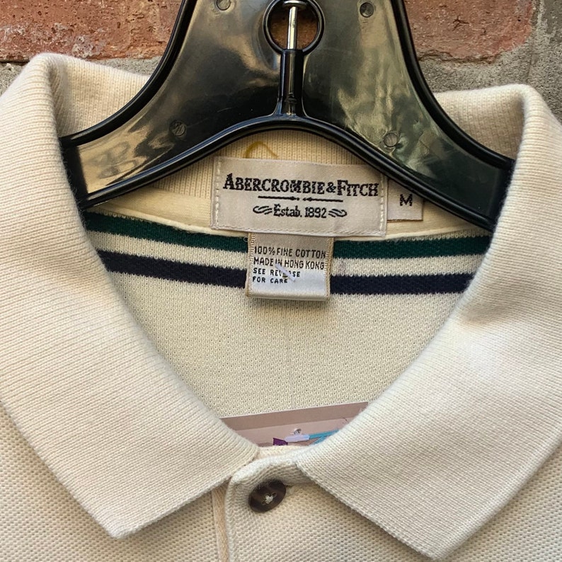 Vintage 90s Abercrombie and Fitch Cream Striped Rugby Shirt Etsy