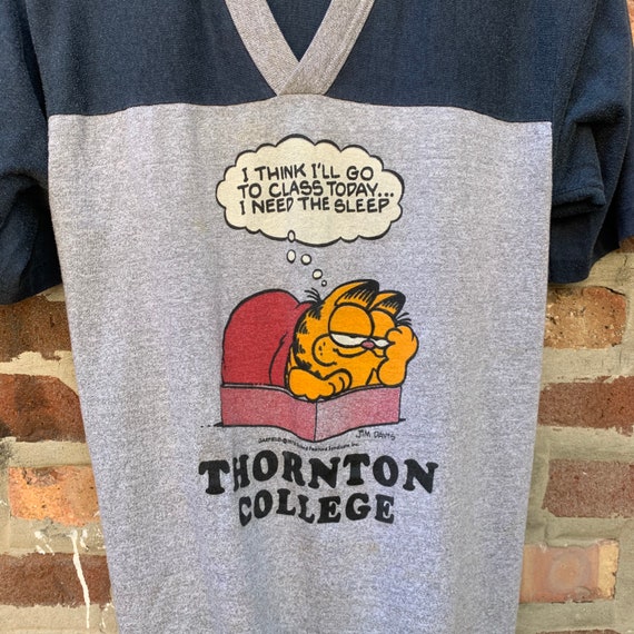 Vintage 70s Garfield V neck T-Shirt size Medium T… - image 2
