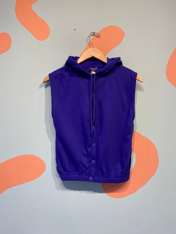 Vintage Purple Hoodie Vest Cropped Sweatshirt