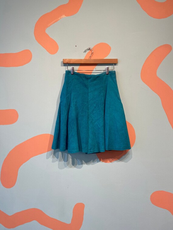 Vintage Teal Suede Skirt Culottes Shorts
