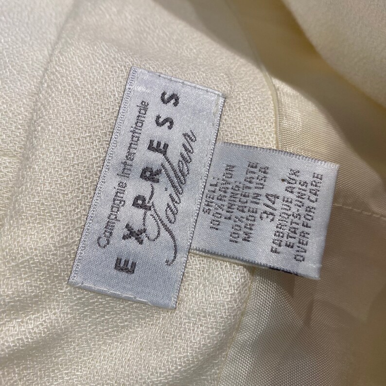 Vintage Campagne Internationale Ivory White Rayon High Waist Button Up Tie Belt Maxi Skirt size 34
