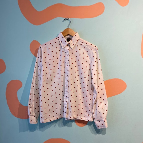 Vintage Divvi Up White Cotton Long Sleeve Button D