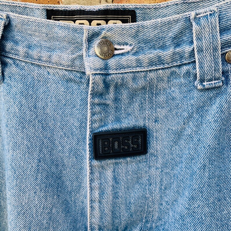 Vintage 90s BOSS Baggy denim shorts con goma y metal Logo | Etsy México
