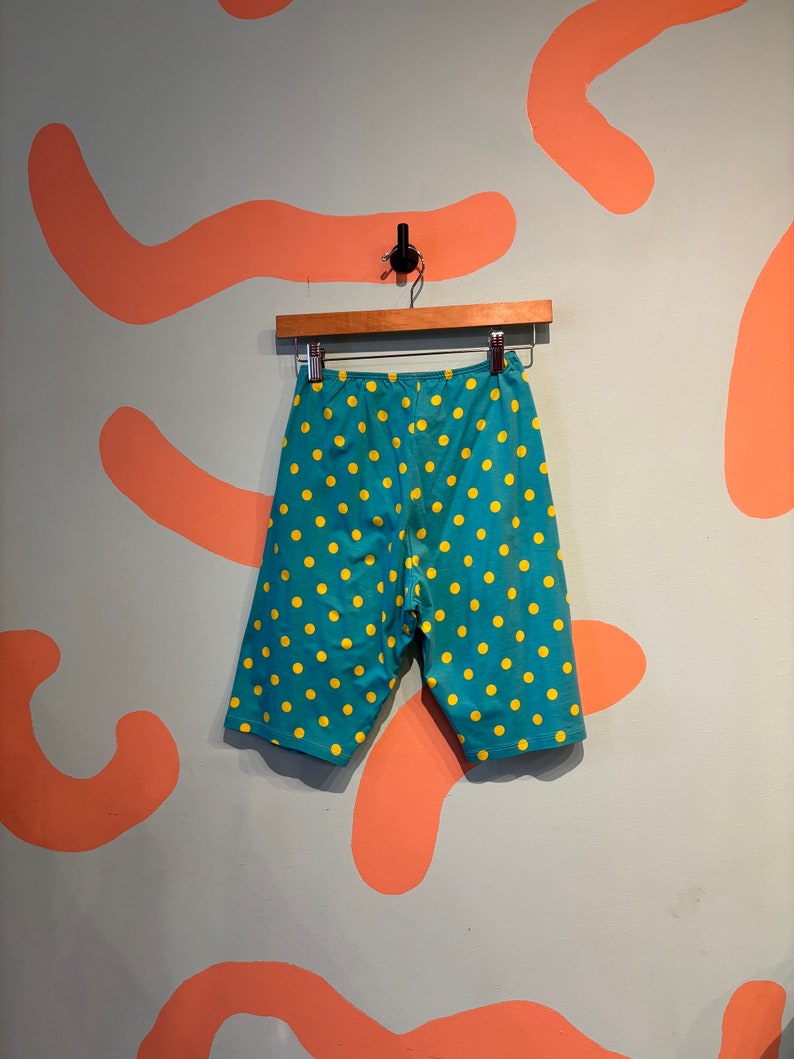 Vintage Benetton 80s Teal and Yellow Polka Dot Two Piece Shorts and T shirt Set 1980s Summer Outfit image 7