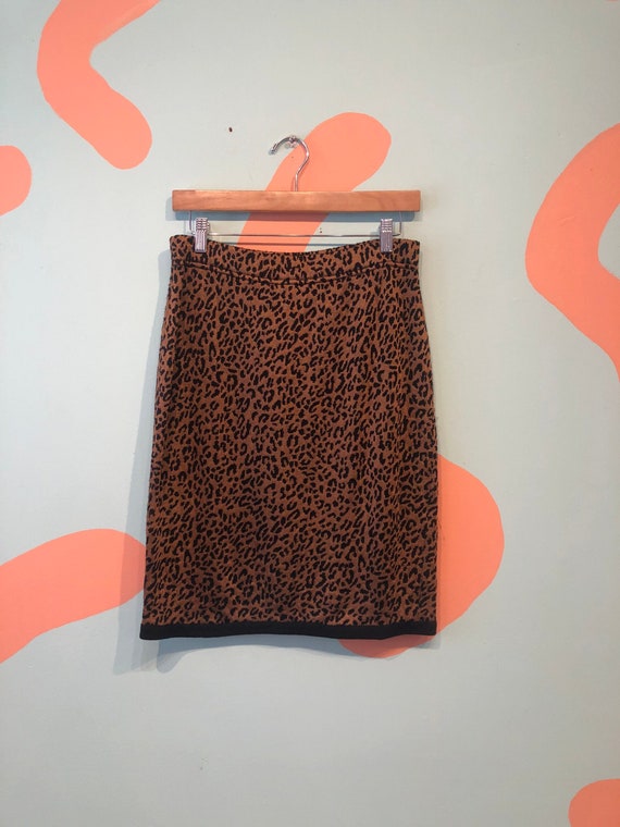 Vintage Saint John Knits Leopard Print Skirt