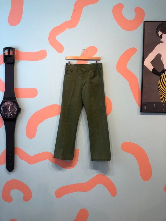 Vintage 70s LEE RIDERS Green Jeans 32" Waist