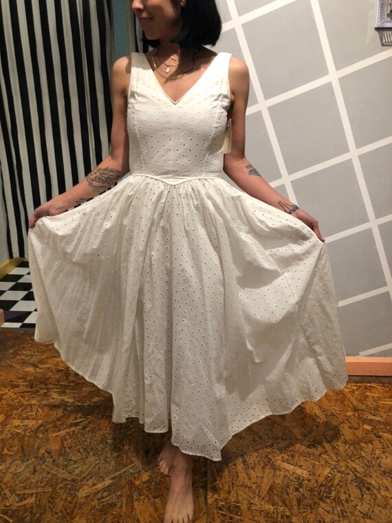 Vintage 80s Betsey Johnson Punk Label White Cotton