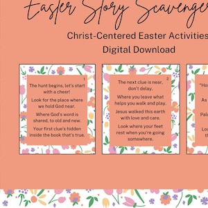 Easter Story Scavenger Hunt, Christ-centered activities for kids, Christian focused activity