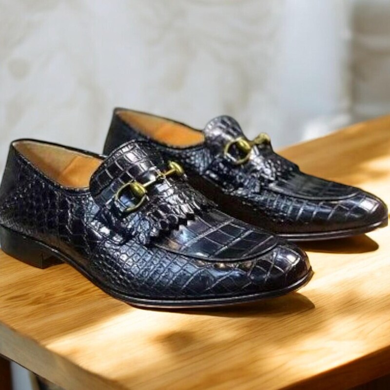 Crocodile Hat Band - Cognac