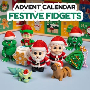 Christmas Advent Calendar – 24 or 12 Mini 3D Printed Fidgets – Articulated Animals – Gift Box
