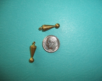 Vintage Solid Brass, Dimensional Dangles, Mod Style with Ball End Design 6 pieces