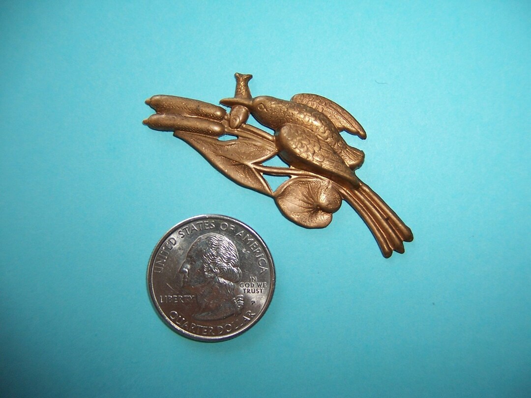 Vintage, 30 Pieces, Bird, Fish, Brass Openwork Domed Stampings Findings, Art Nouveau Style - Etsy