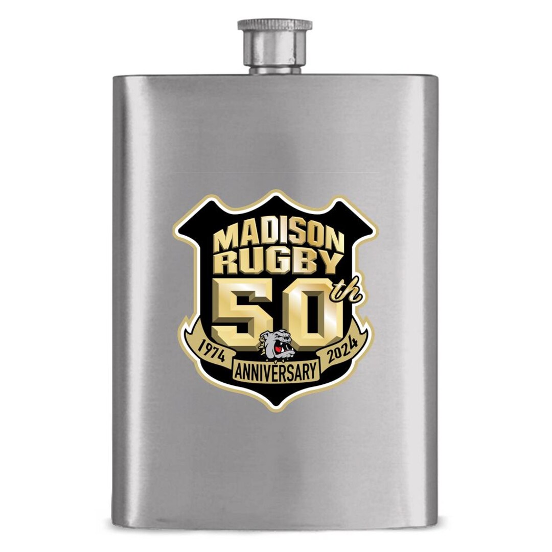 Madison Rugby 50th Anniversary Logo Flask - Etsy