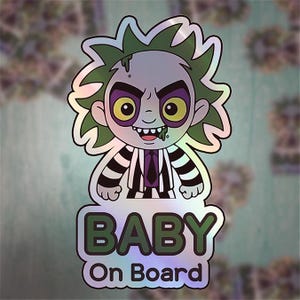 Sticker baby aan boord horrorfilm | Griezelig leuke autosticker | Veiligheidssticker Halloween-horrorbaby | Grappige autodecor