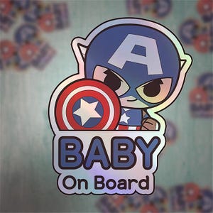 Naklejka Superbohater Baby On Board | Uroczy Superbohater Naklejka Samochodowa | Naklejka Bezpieczeństwo Dziecka | Dekoracja Samochodowa Superbohatera