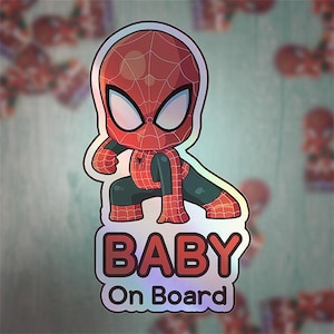 Naklejka Baby On Board | Uroczy superbohater | Naklejka informująca o bezpieczeństwie dziecka | Dekoracja samochodowa