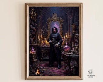 Dark Fantasy Sorcerer Art Print – Potions Master, Gothic Wall Decor (Digital Download)