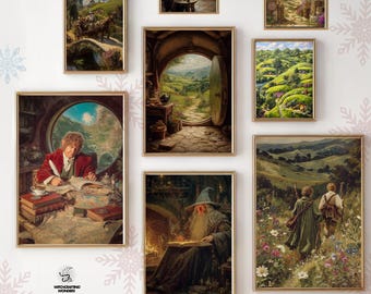 Coffret d'illustrations fantastiques de la Comté – Collection de 10 paysages de contes de fées représentant les paisibles vallées de la Terre du Milieu, cadeau idéal pour les amoureux des livres fantastiques et des romans.