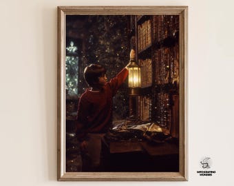Wizard in Library Art Print – Magical School of Witchraft, Fantasy Book Lover Gift, Gifts for Book Fans, Bookworm Art, Bookish Gift